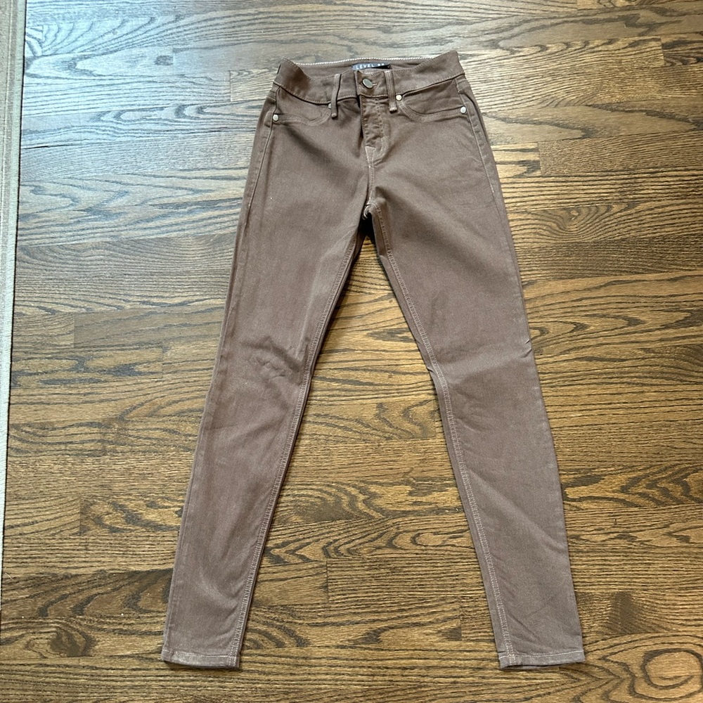 Level 99 skinny coated jeans Taupe color sz 25
